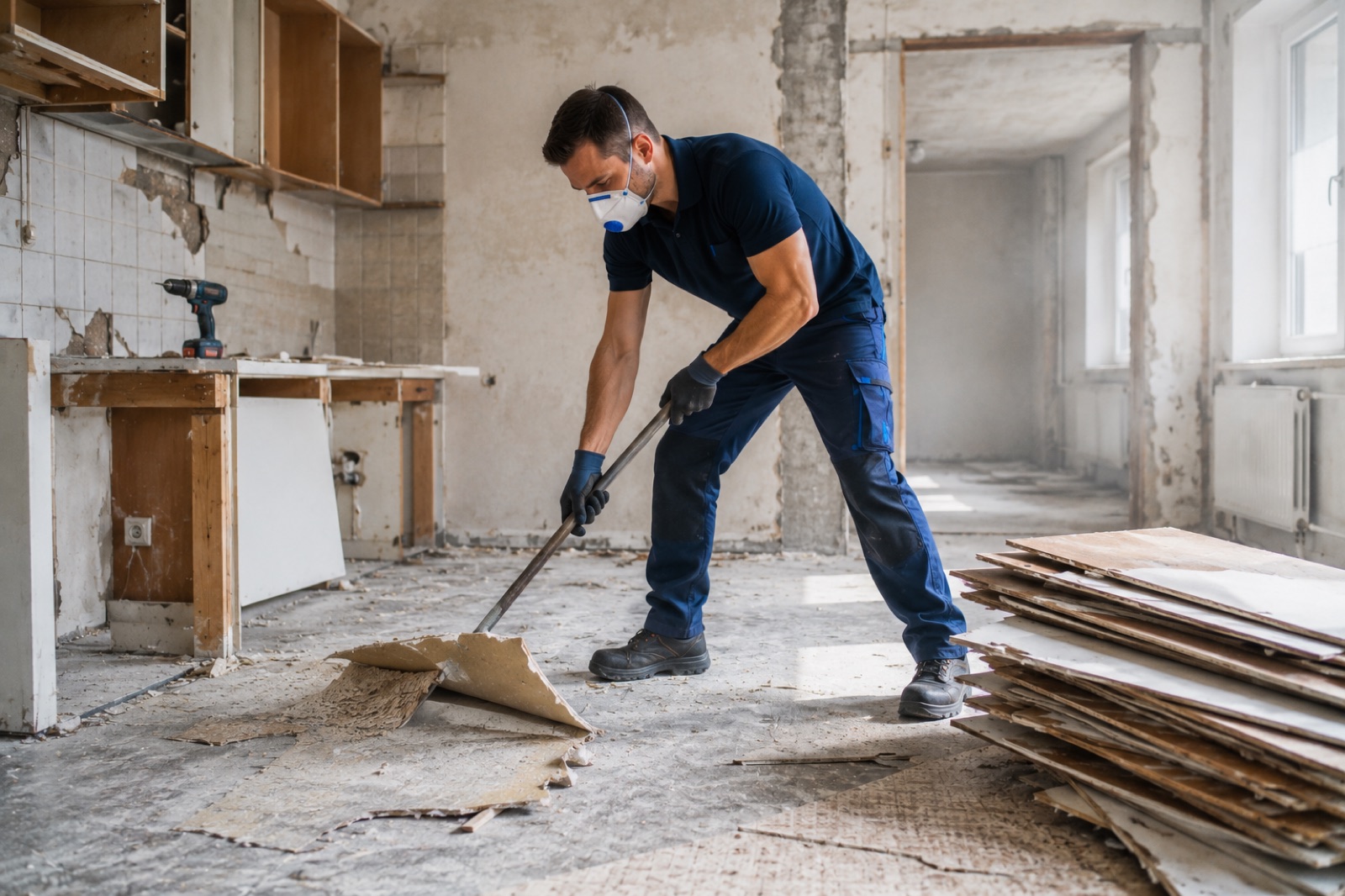 Fachgerechter Rückbau in einer leergeräumten Wohnung