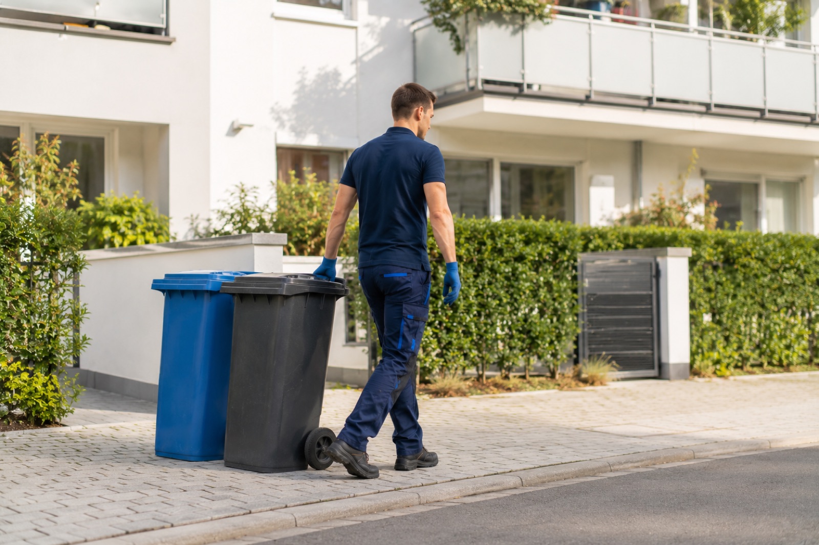 Saubere Mülltonnen an einem ordentlichen Standplatz