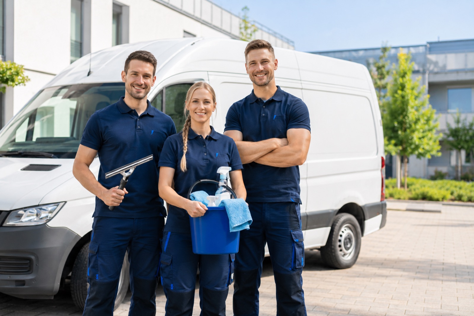 Das Team von MAO Facility Management vor dem Firmenfahrzeug